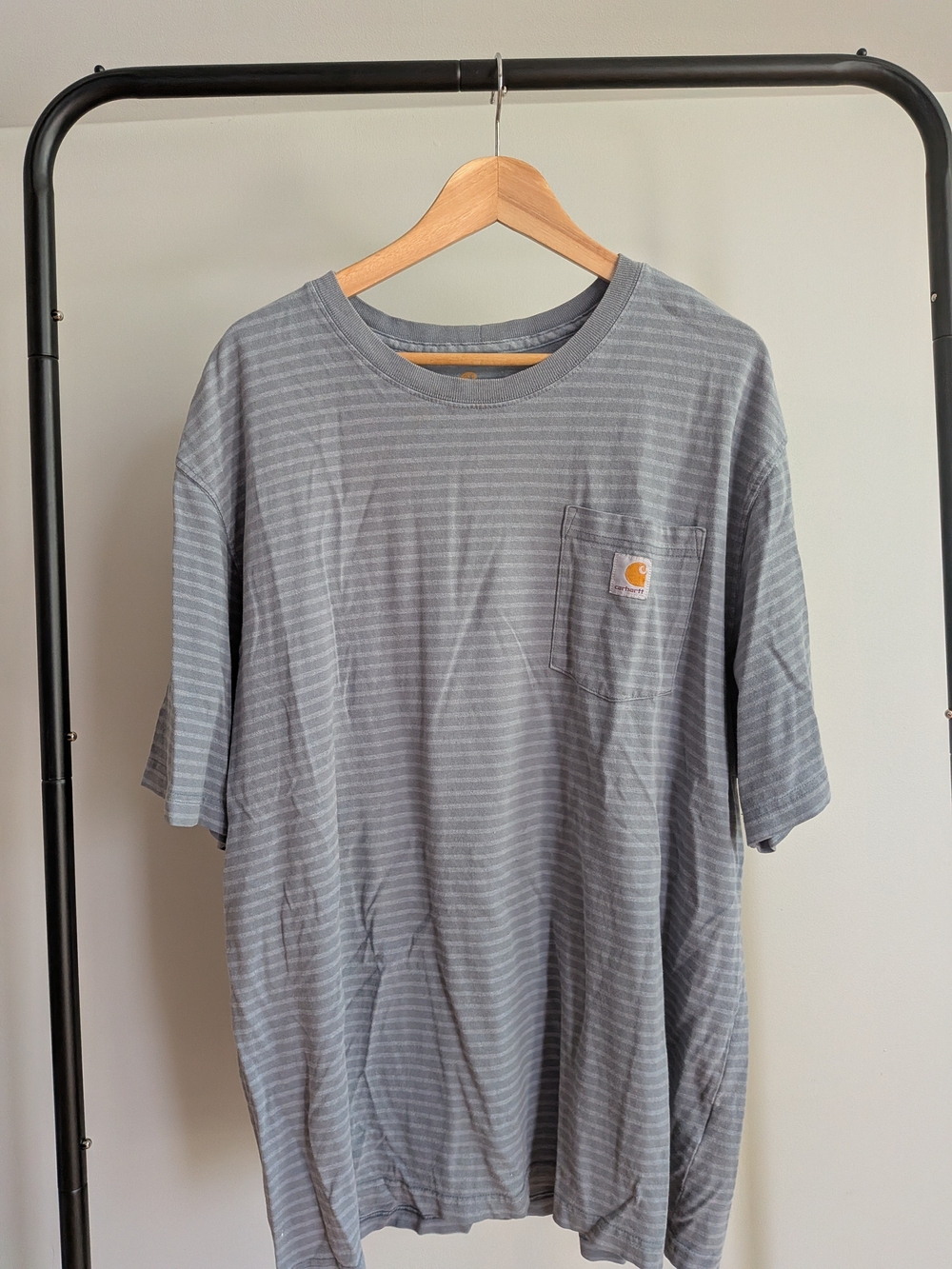Carhartt Men's Faded Blue Striped Pocket Tee